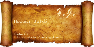 Hodosi Jolán névjegykártya